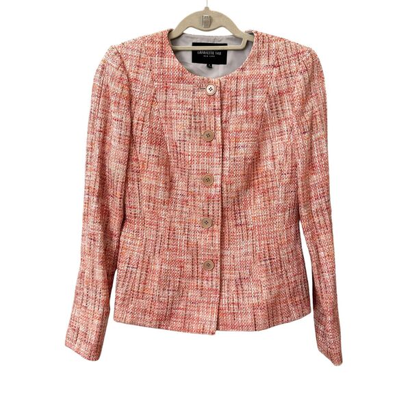 LAFAYETTE 148 Buttoned Tweed Blazer‎ Pink Sz2 - Picture 1 of 5